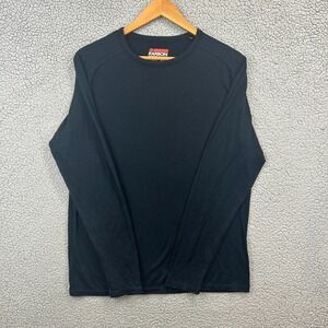 Karbon Men's Large Black Base Layer Shirt 100% Merino Wool Long Sleeve Crewneck